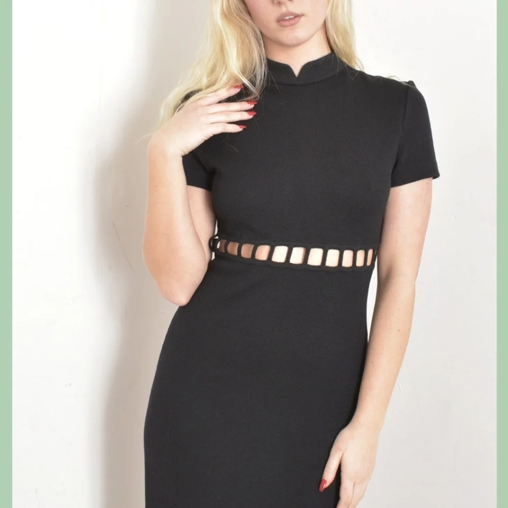 Vtg. St.John Evening Santana Knit Black Cut Out Maxi Dress Black Tie Formal - Picture 3 of 16